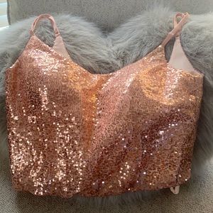 Rose gold sequin crop top